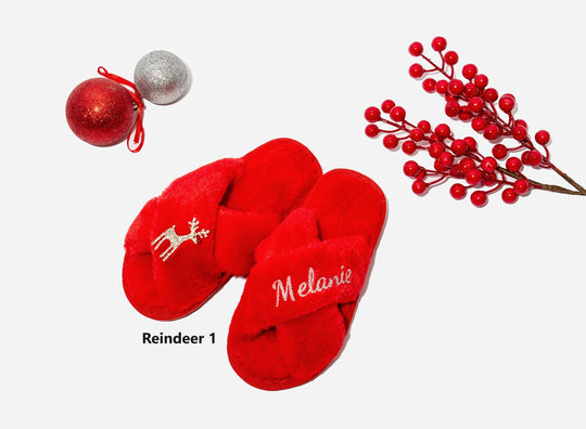 Custom Kids Christmas Slippers with Brooch