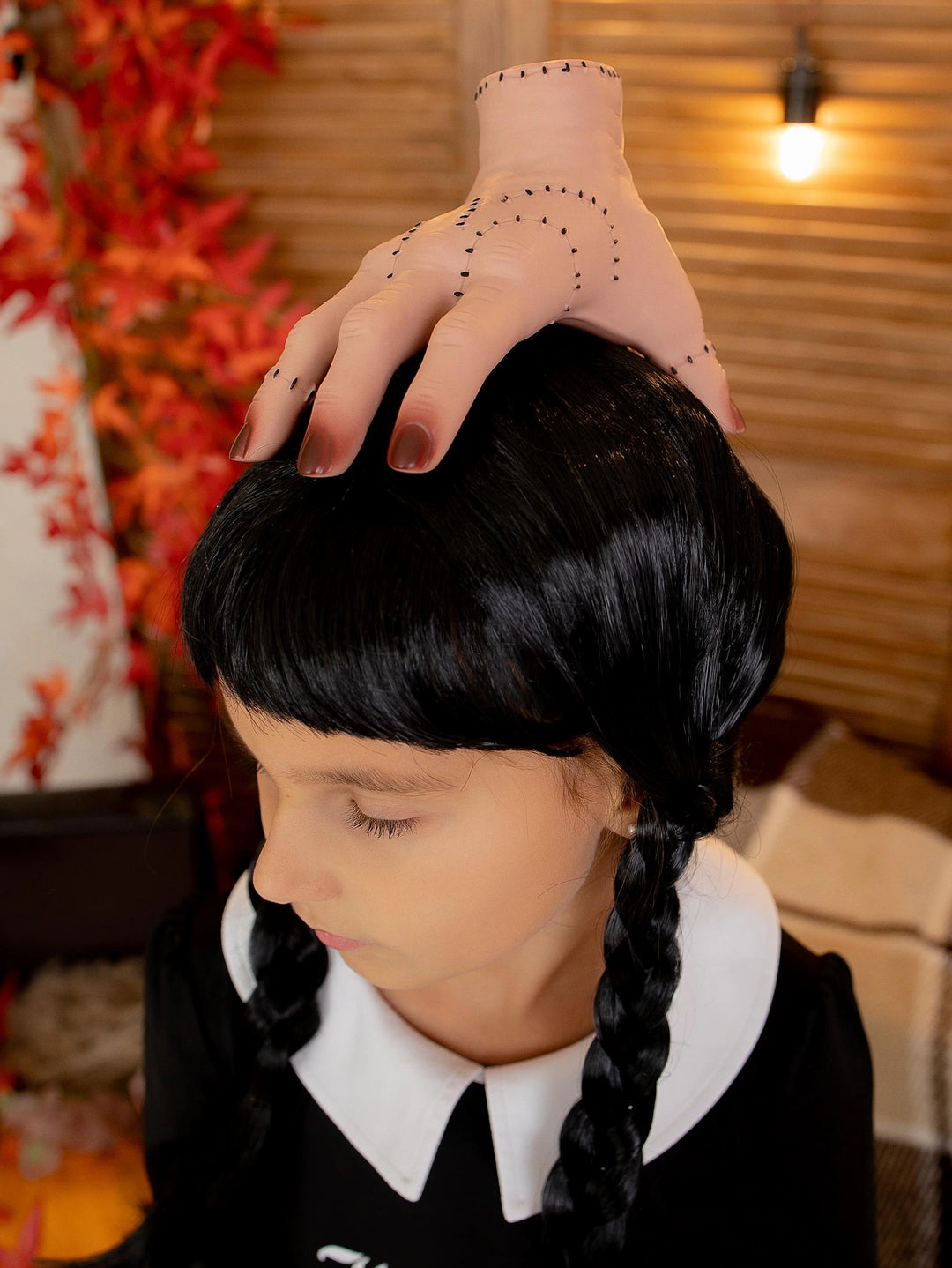 Personalized Wednesday Addams Costume for Girls, Custom Name Black Halloween Dress