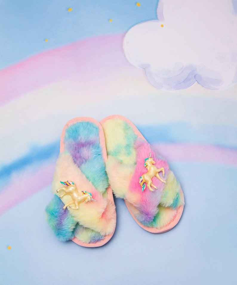 Unicorn Fluffy Slippers for Adults and Kids