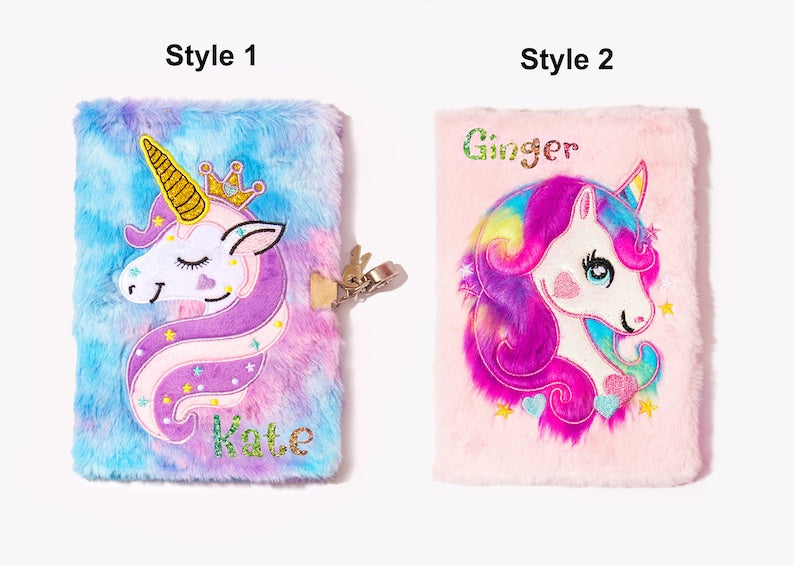 Custom Children Fluffy Soft Unicorn Diary