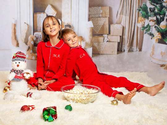 Custom Kids Cotton Christmas Ruffle Pajamas - Kids Pajamas