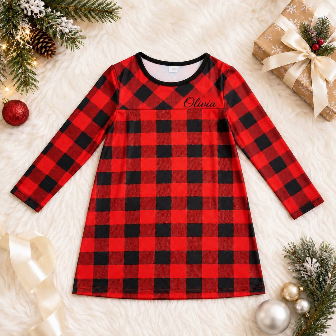 Girls Buffalo Plaid Christmas Dress