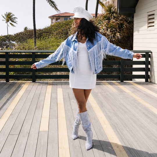 Western Bride Denim Jacket with Fringes