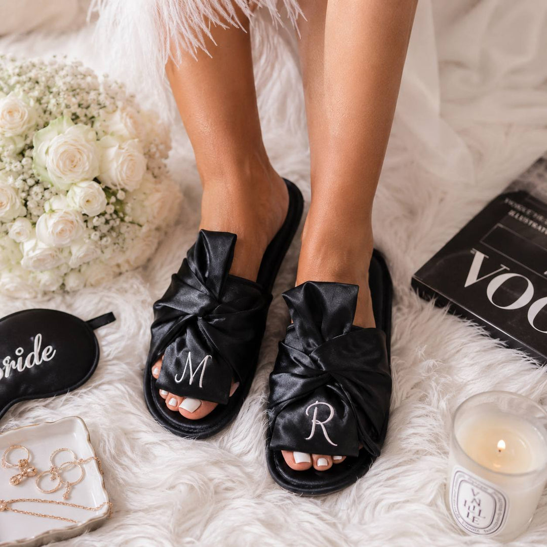 Personalized Satin Bridal Slippers for the Perfect Wedding Morning