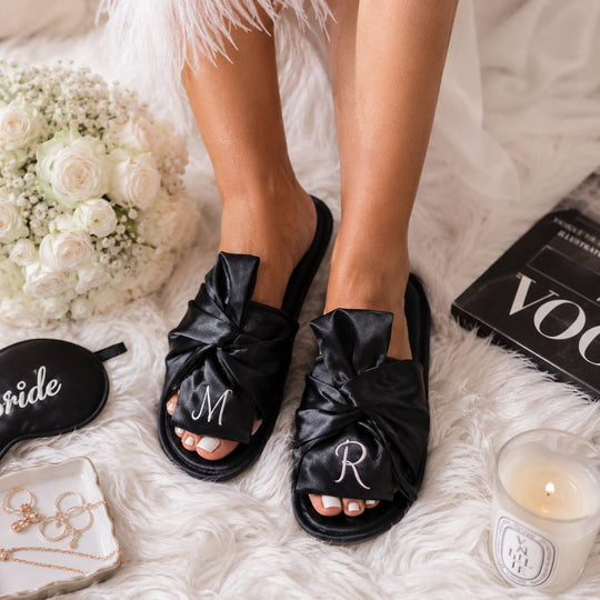 Personalized Satin Bridal Slippers for the Perfect Wedding Morning