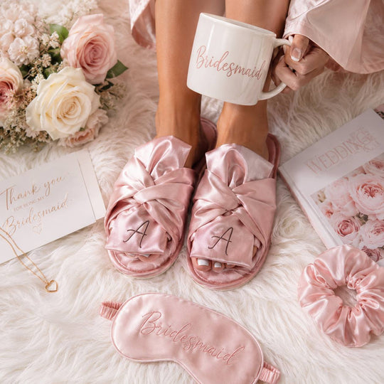 Personalized Satin Bridal Slippers for the Perfect Wedding Morning