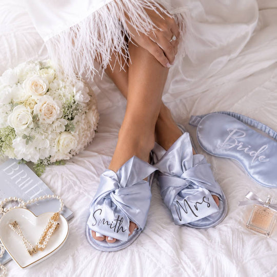 Personalized Satin Bridal Slippers for the Perfect Wedding Morning