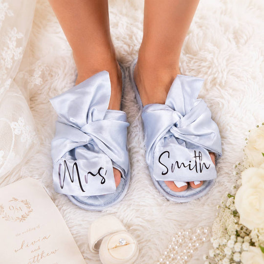 Personalized Satin Bridal Slippers for the Perfect Wedding Morning