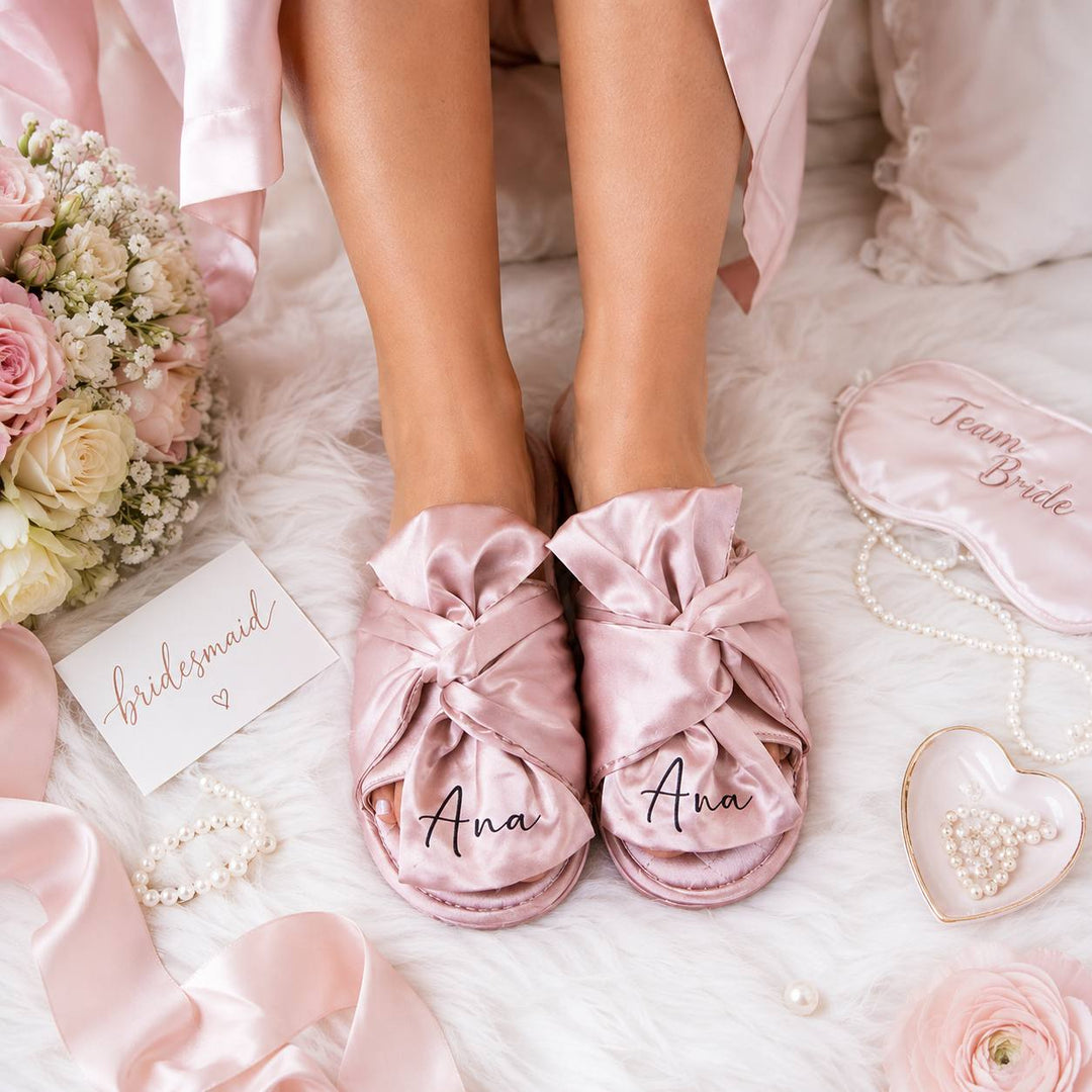 Personalized Satin Bridal Slippers for the Perfect Wedding Morning