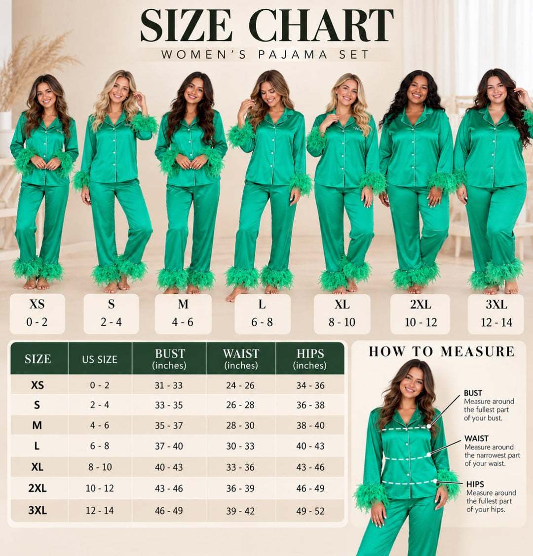 Bridesmaid Custom Satin Pajamas with feathers