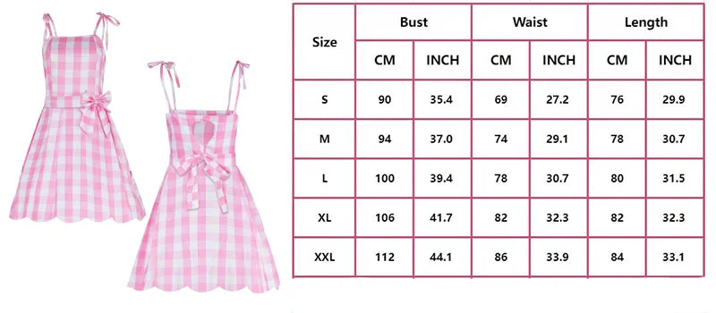 Plaid Fashion Pink Dress Set Outfit- Halloween Outfit – Sunny