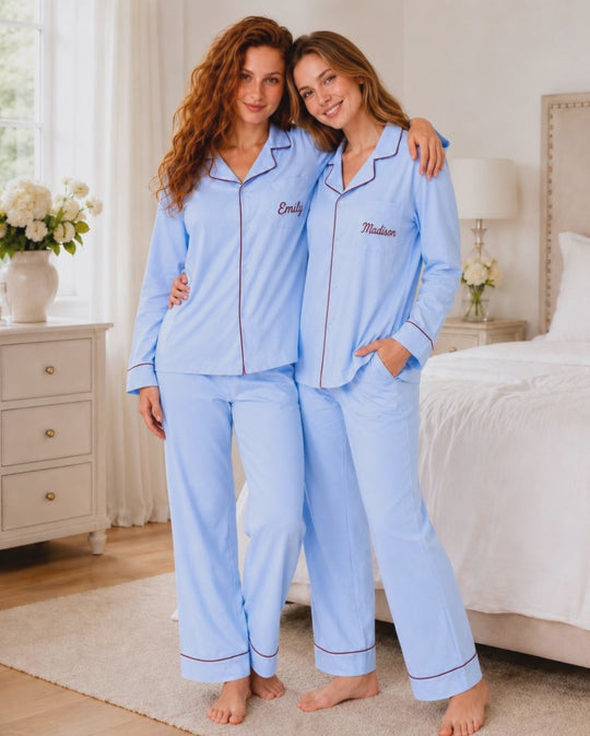 Light Blue Personalized Bridesmaid Pajamas