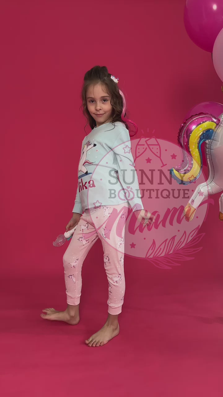 Personalized Girls Unicorn Pajamas