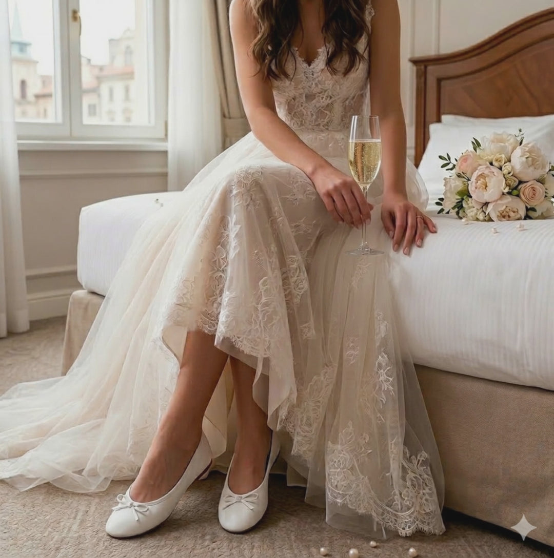 Custom Rollable Ballet Flats for Bride – Personalized Wedding Reception Shoes