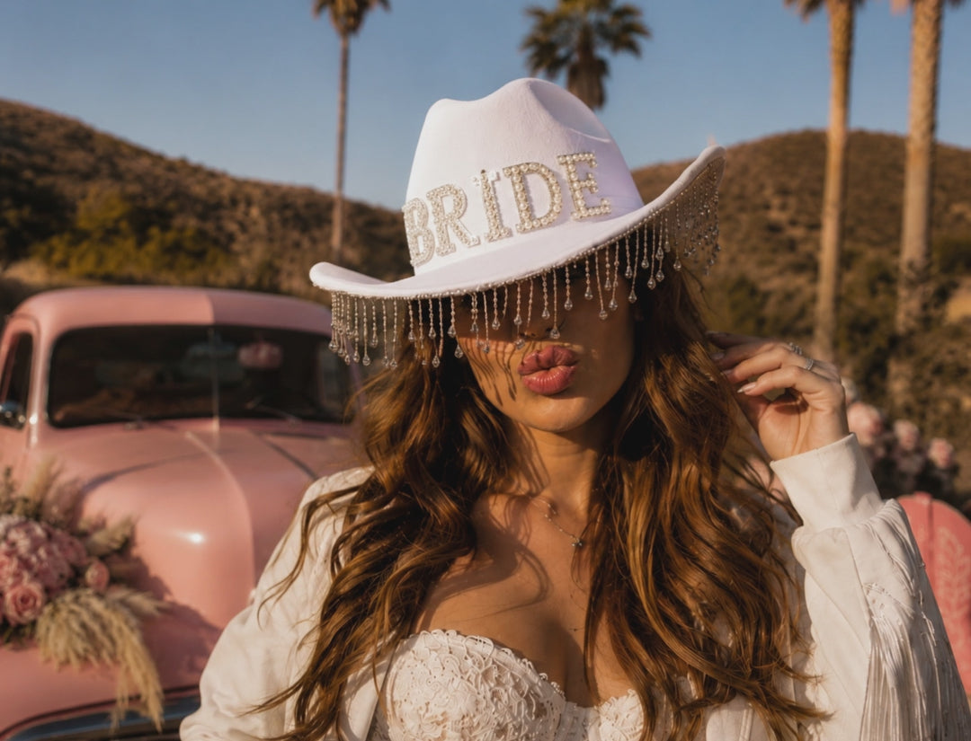 Bride Cowboy Hat with Pearls