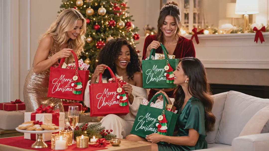 Set of 6 Red or Green Christmas Gift Bags