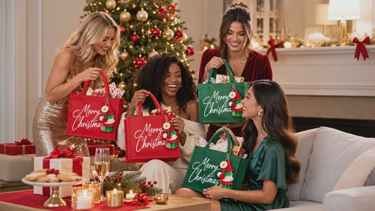 Set of 6 Red or Green Christmas Gift Bags