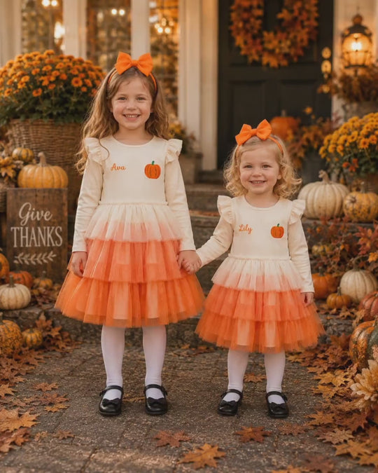 Personalized Ghost Halloween Dress for Girls, Custom Name Tutu Trick or Treat Dress