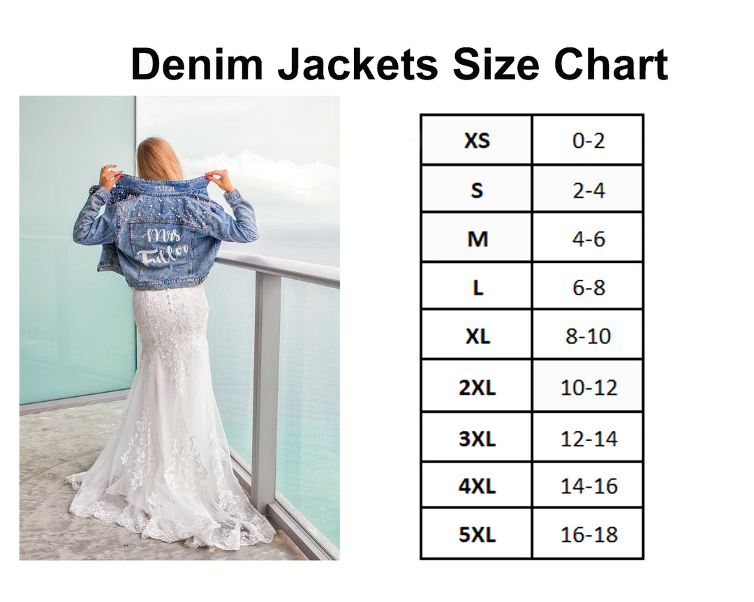 Mrs Bridal Jean Jacket with date under the collar