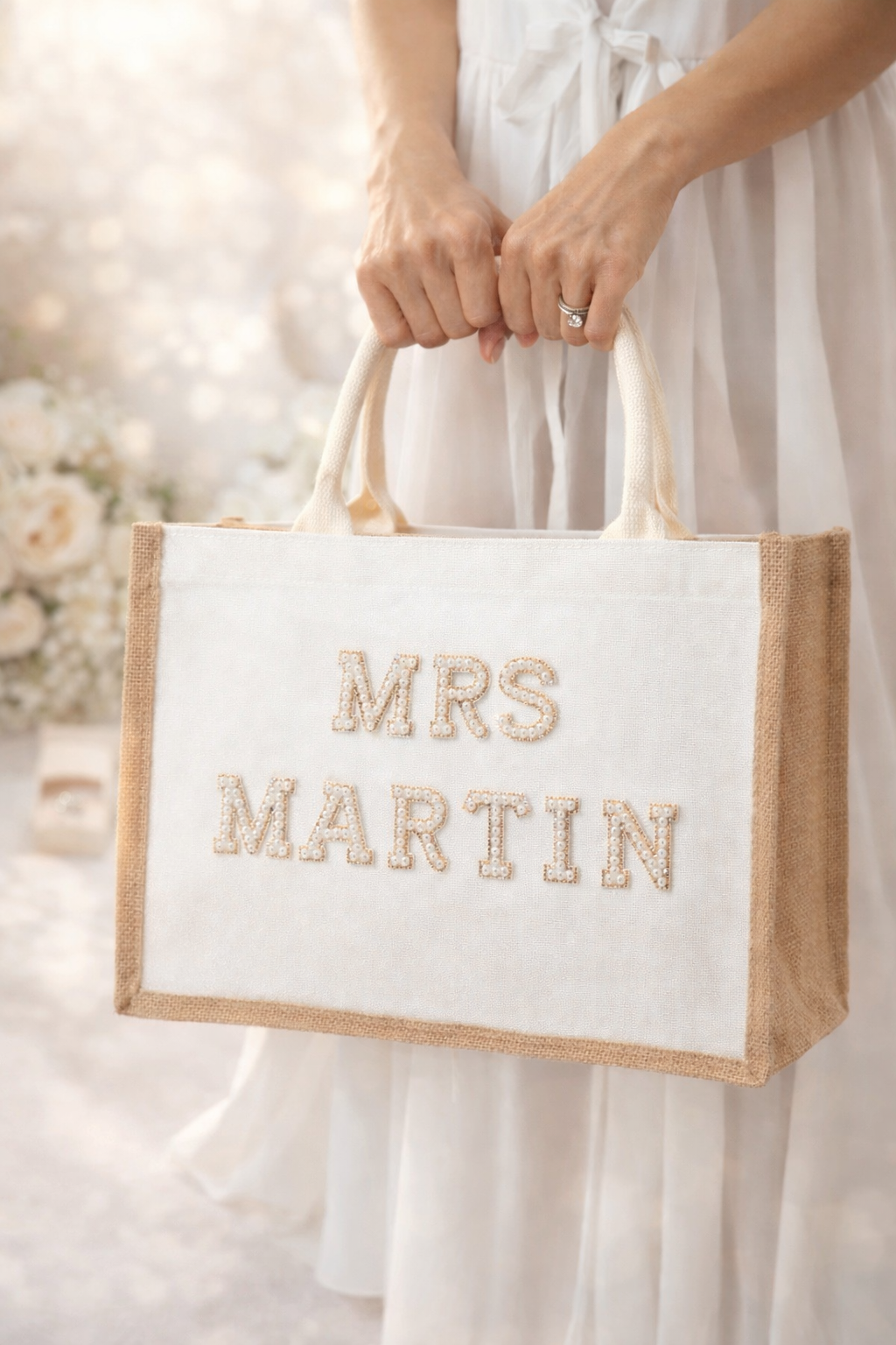 Custom Mrs Bride White Tote Bag