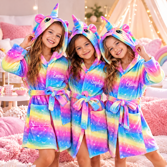 Kids Floral Peacock Satin Robes