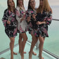 Set of 4 Floral and Peacock Bridesmaids Satin Robes