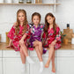 Set of 5 Kids Floral Peacock Satin Robes