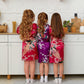 Set of 14 Kids Floral Peacock Satin Robes
