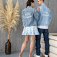 Mr and Mrs Custom Denim Jackets for Groom and Bride - pearls jacket autumn