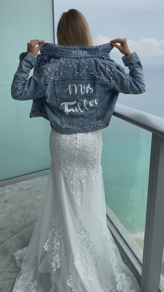 Personalized  Mrs Jean Jacket with Pearls