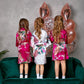 Set of 5 Kids Floral Peacock Satin Robes