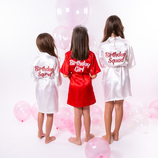 Set of 7 Flower Girl Kids Satin Robes-Script