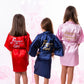Set of 12 Flower Girl Kids Satin Robes-Script