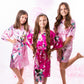 Set of 5 Kids Floral Peacock Satin Robes
