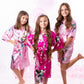 Set of 11 Kids Floral Peacock Satin Robes