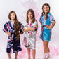Set of 14 Kids Floral Peacock Satin Robes