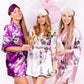 Floral peacocks bridal shower kimono robes