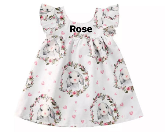 Baby Girl Custom Dress Bunny Print