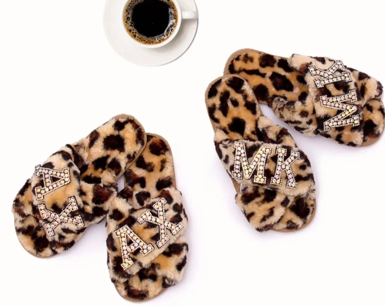 Bachelorette Party Leopard Fluffy Cross Slippers-patches