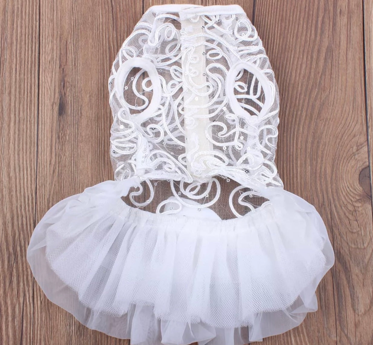 Dog Custom White Wedding Dress with Lace