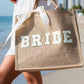 Bride Beach Tote Bag Personalized with Patches Letters