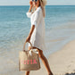 Bride Beach Tote Bag Personalized with Patches Letters
