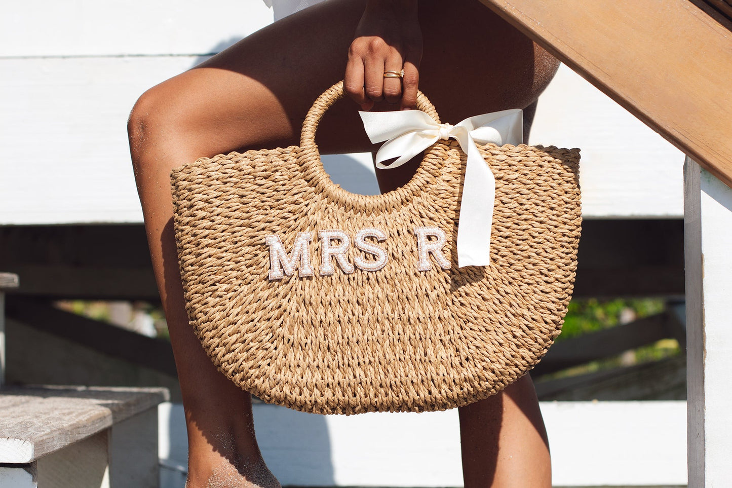 Custom Beach Bag with Pearl Patches style6