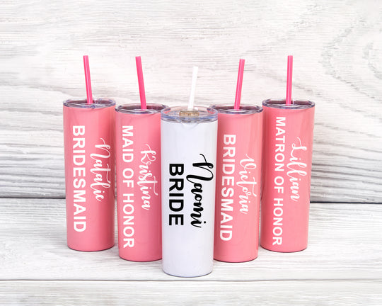 Bachelorette Custom Skinny Metallic Tumblers