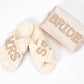 Bridal Gift Set Mrs+Your Initial Slippers & "Bride" Make Up Bag