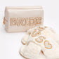 Bridal Gift Set Mrs+Your Initial Fluffy Slippers & "Bride" Make Up Bag