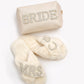 Bridal Gift Set Mrs+Your Initial Fluffy Slippers & "Bride" Make Up Bag