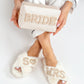 Bridal Gift Set Mrs+Your Initial Fluffy Slippers & "Bride" Make Up Bag
