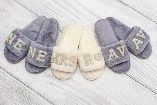 Bride and Bridesmaids Custom Fluffy Slippers