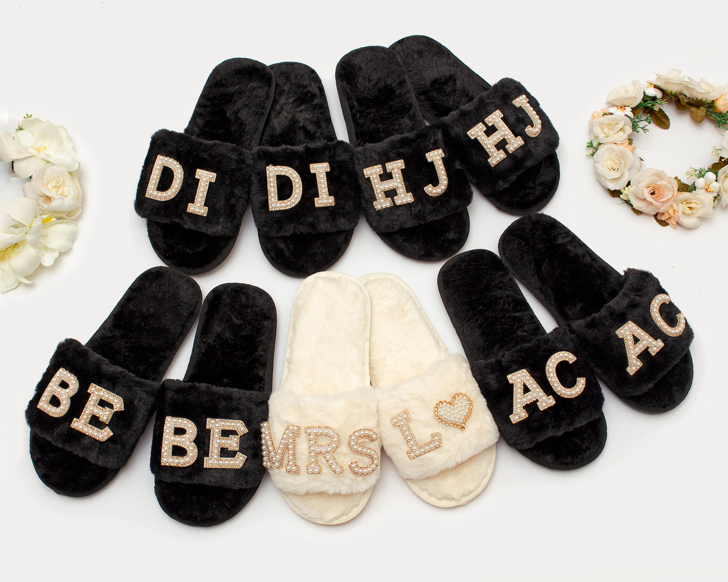 Bride and Bridesmaids Custom Fluffy Slippers